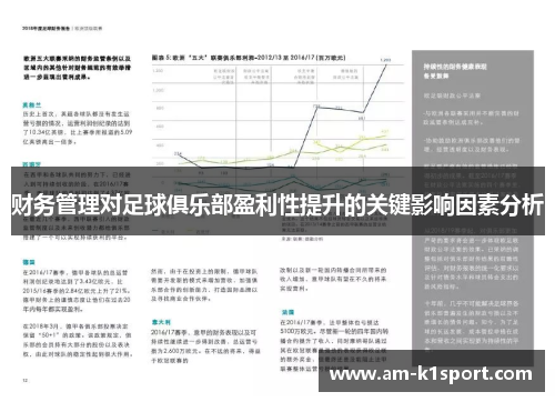 财务管理对足球俱乐部盈利性提升的关键影响因素分析
